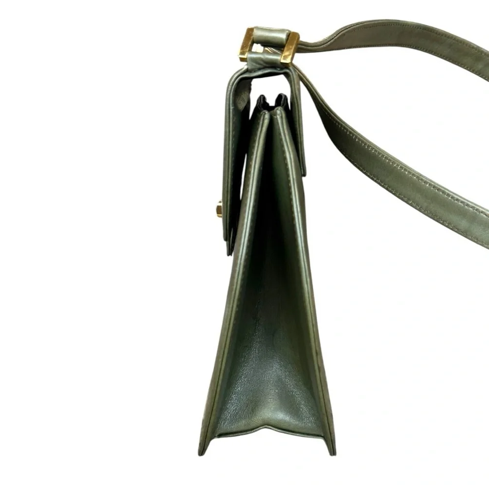 Vintage Mario Valentino Heritage Olive Green Leather Structured Crossbody Bag - Picture 6 of 10